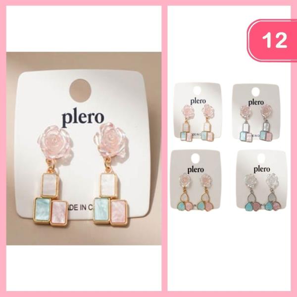 FLOWER DROP DANGLE EARRINGS (12 UNITS)