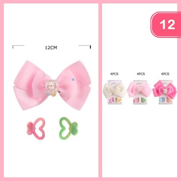 RIBBON HAIR BOW CLAW CLIP SET (12 UNITS)