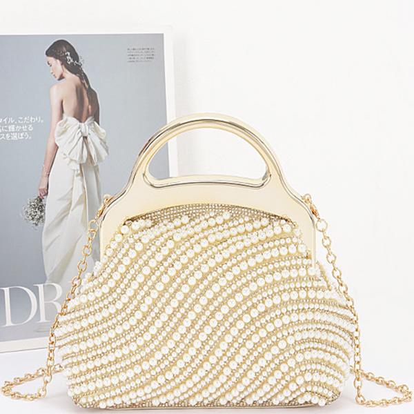 RHINESTONE AND PEARL PARTY CLUTCH BAG