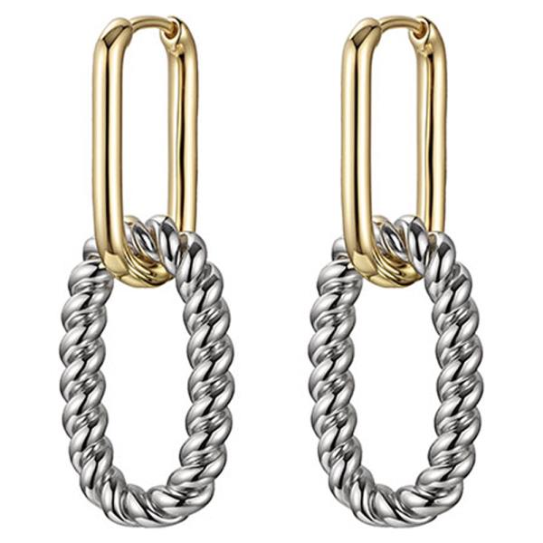 TWO TONE HANGING CABLE EARRING