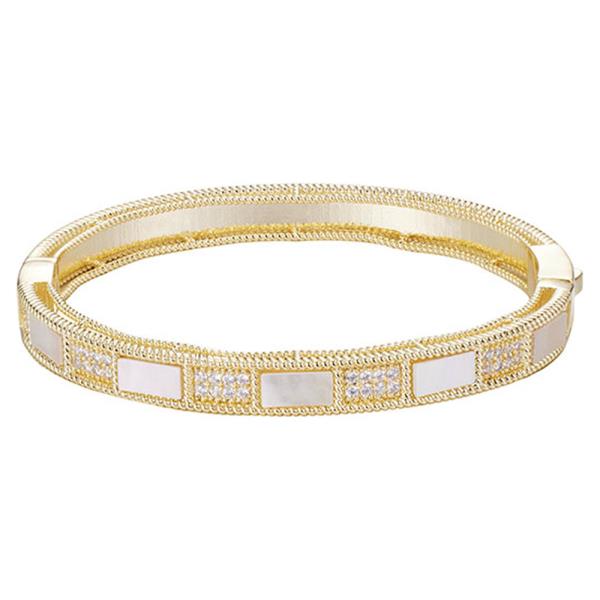 GP MOP&CZ PUSH BUTTON BANGLE BRACELET