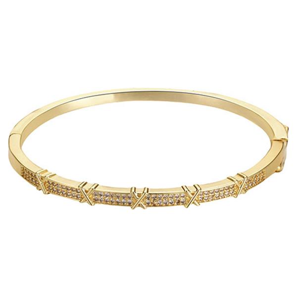 CZ X BANGLE W/PUSH BUTTON MAGNET LOCK BRACELET