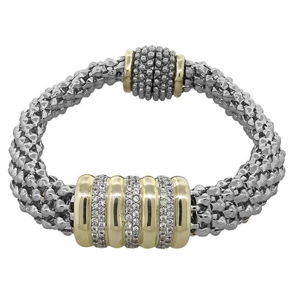 TWO TONE CZ MAGNETIC BRACELET
