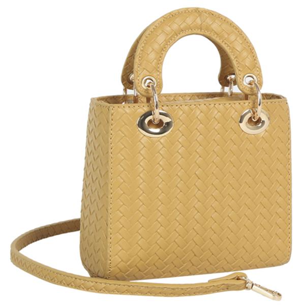 WOVEN DESIGN HANDLE SATCHEL BAG
