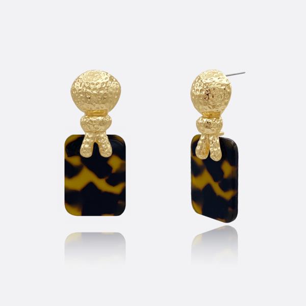 ROPE KNOT W ACETATE PLATE EARRING