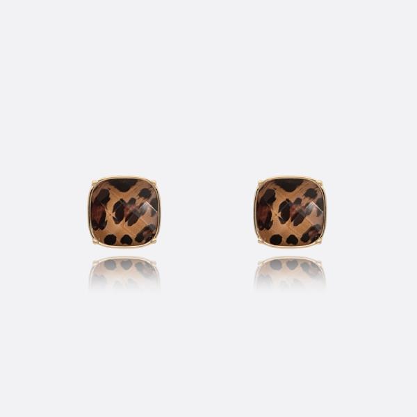 LEOPARD FACETED STONE STUD EARRING