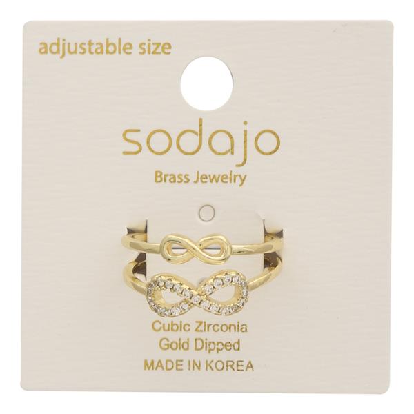 SODAJO INFINITY LOOP CZ GOLD DIPPED ADJUSTABLE RING