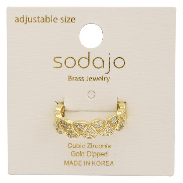 SODAJO PATTERN DESIGN CZ GOLD DIPPED ADJUSTABLE RING