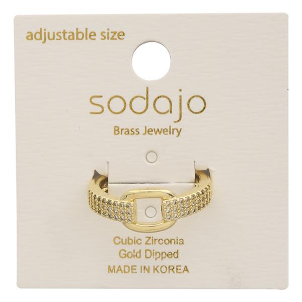 SODAJO BUCKLE DESIGN CZ GOLD DIPPED ADJUSTABLE RING