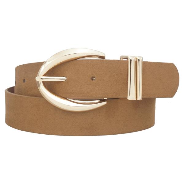 PLUS SIZE MICROSUEDE POINT OVAL BUCKLE W/ FLUID DOUBLE LOOP BELT