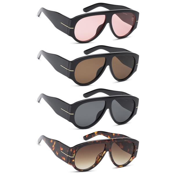 BOLD FLAT TOP SHIELD AVIATOR SUNGLASSES 1DZ
