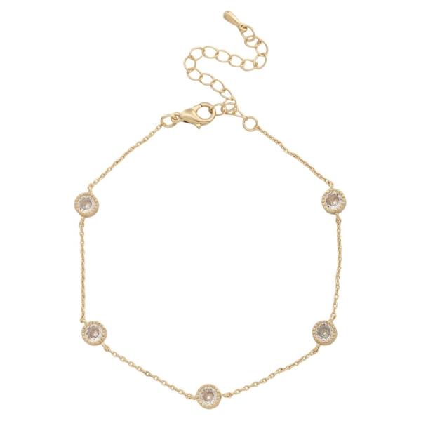 SODAJO GOLD DIPPED STONE STATION METAL CHAIN BRACELET
