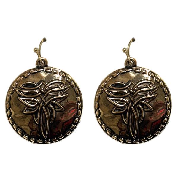 WESTERN FLORAL ROUND DROP EARRING