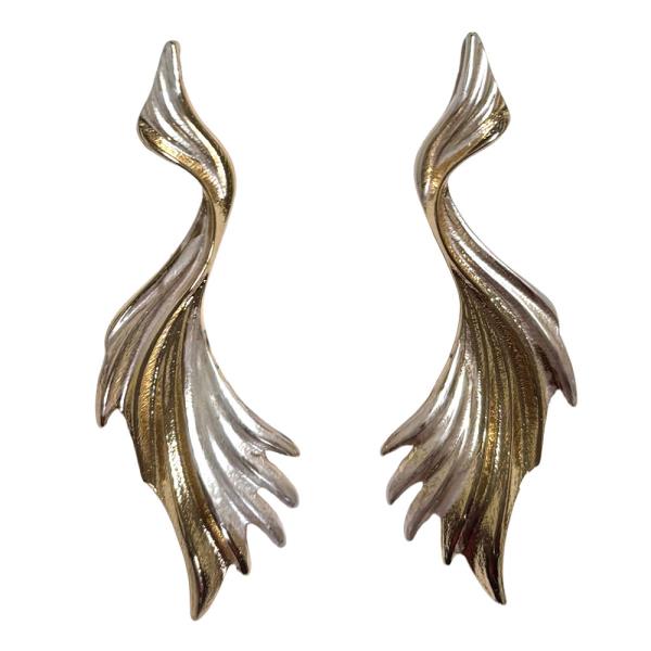 METAL FEATHER WING DROP EARRING