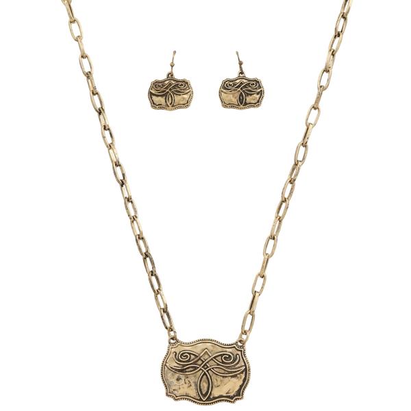 WESTERN FLORAL BELT BUCKLE PENDANT NECKLACE