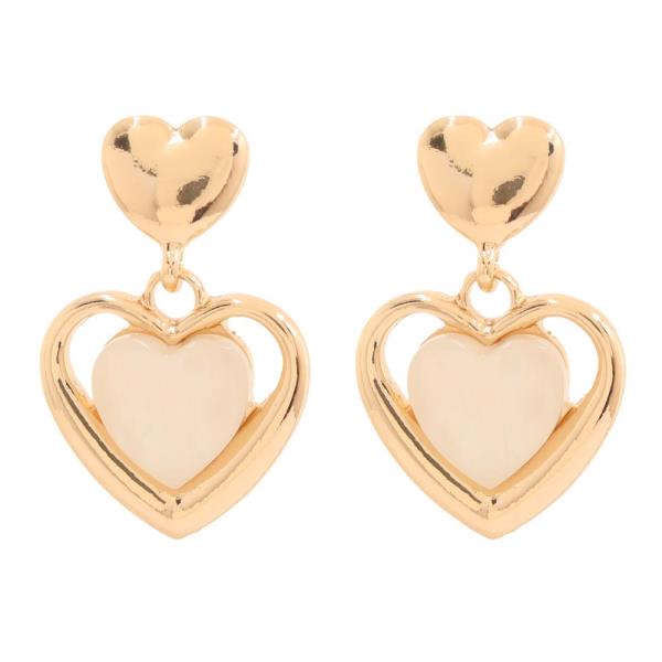 METAL HEART DANGLE EARRING