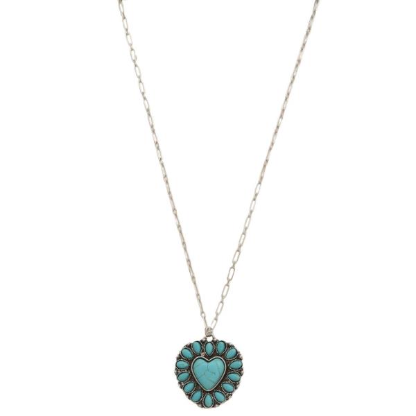 METAL CHAIN WESTERN HEART PENDANT NECKLACE