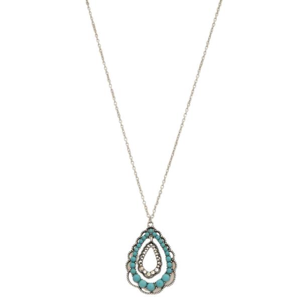 METAL CHAIN WESTERN TEARDROP PENDANT NECKLACE