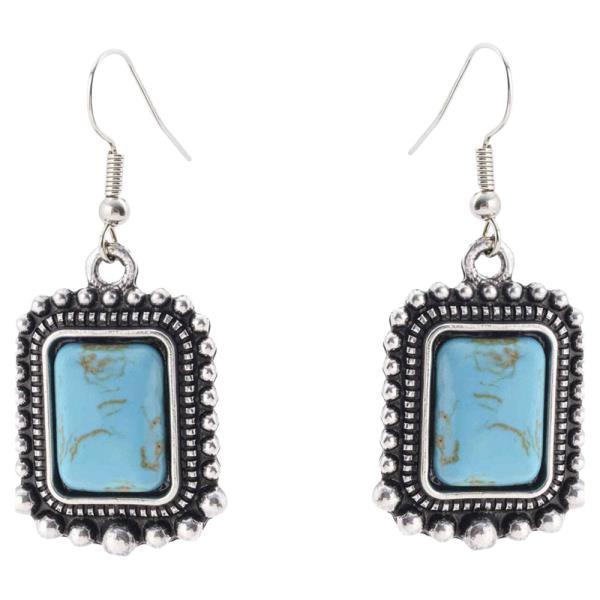 WESTERN TURQUOISE RECTANGLE DROP EARRING