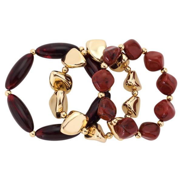 MIXED RESIN BEAD STRETCH BRACELET SET
