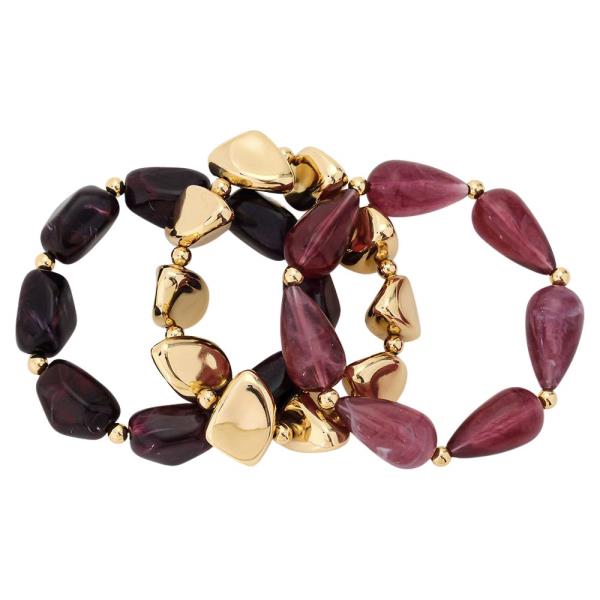 RESIN TEARDROP BEAD STRETCH BRACELET SET