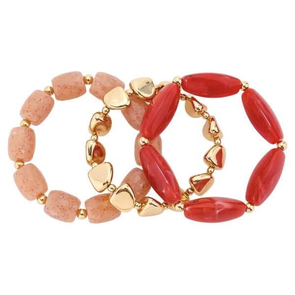 ASSORTED RESIN BEAD STRETCH BRACELET SET