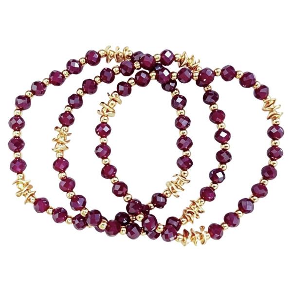 FACETED BEAD CROSS STRETCH BRACELET SET