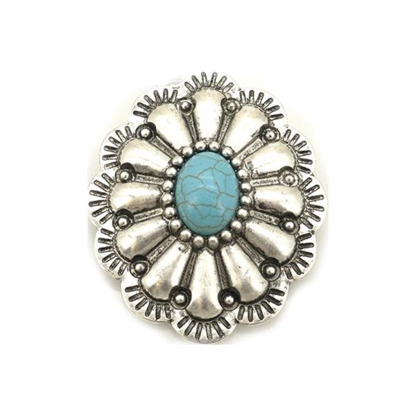 WESTERN TURQUOISE OVAL CONCHO BROOCH