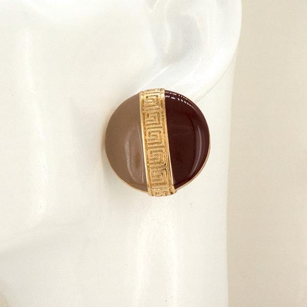 GREEK KEY RESIN STUD EARRING