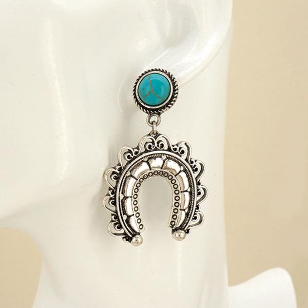 WESTERN TURQUOISE HORSESHOE DROP EARRING