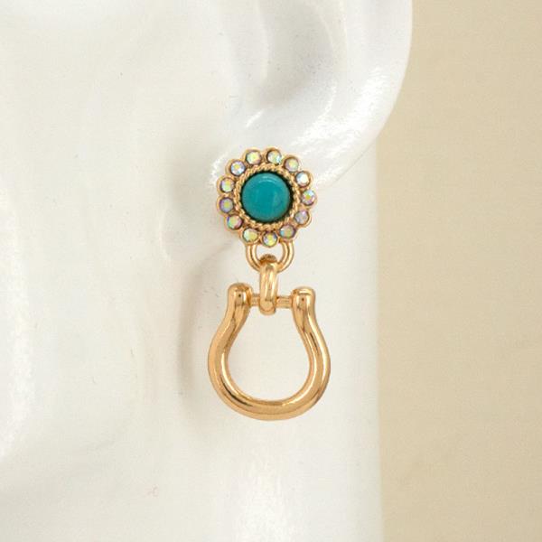 WESTERN TURQUOISE HORSESHOE DROP EARRING