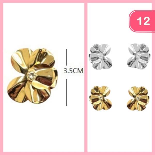 METAL POST FLOWER EARRING (12 UNITS)