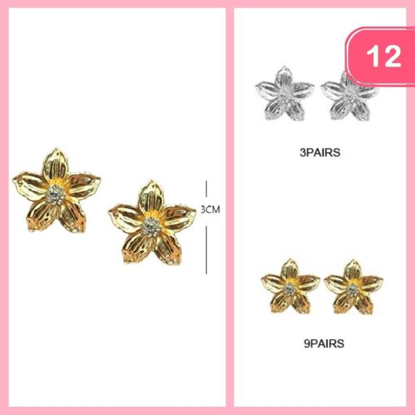 METAL POST FLOWER EARRING (12 UNITS)
