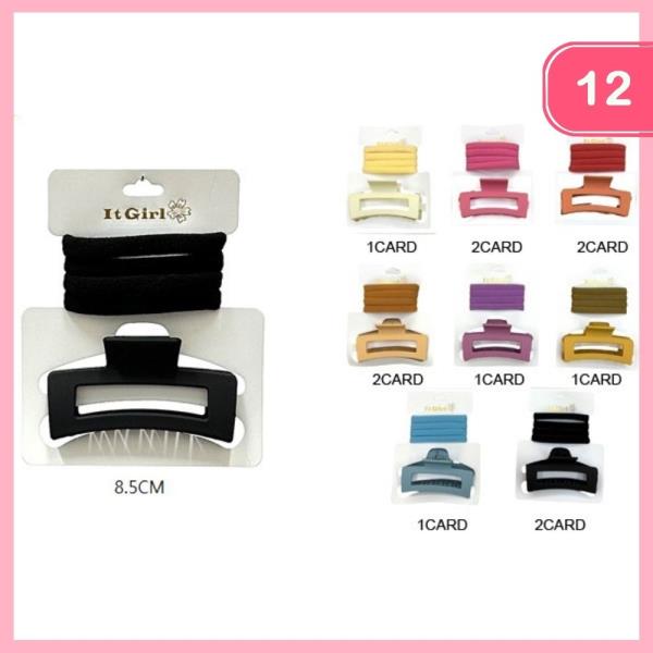 HAIR TIE CLAW CLIP SET (12 UNITS)