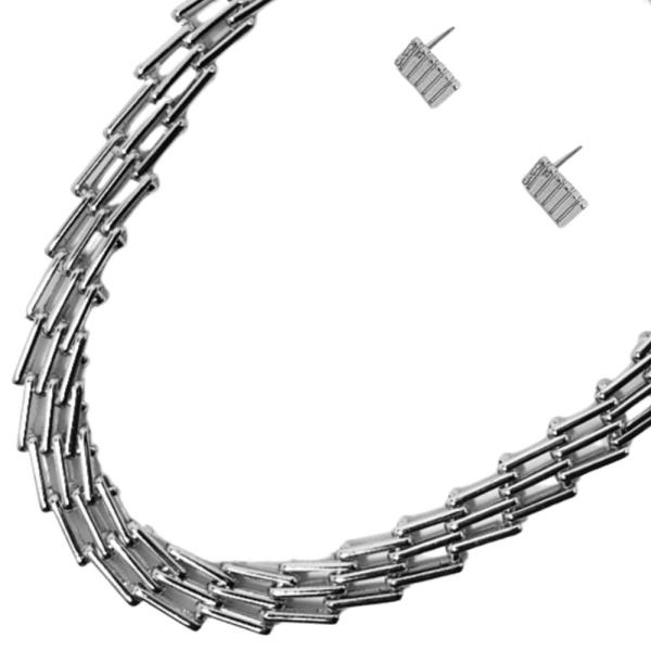 METAL NECKLACE EARRING SET