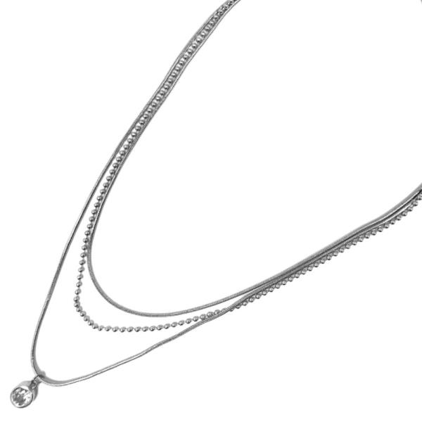 LAYERED W/ STONE PENDANT NECKLACE