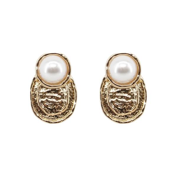 METAL PEARL STUD EARRING