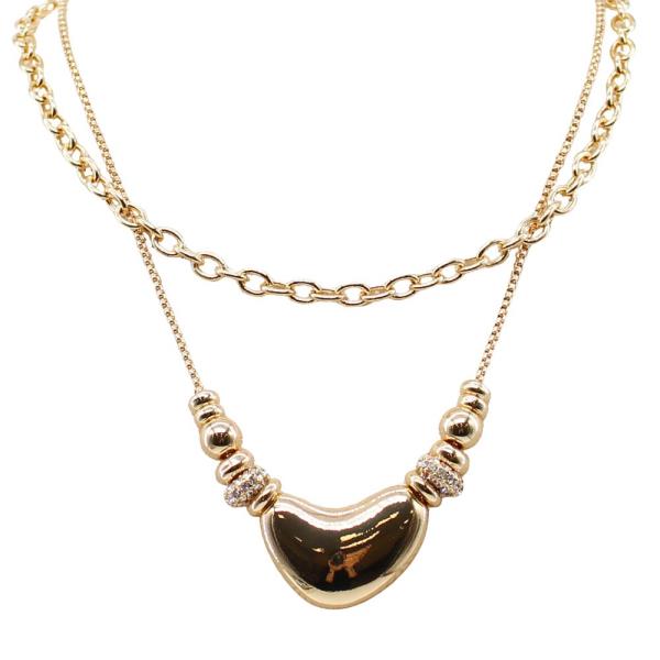 HEART  RONDELL BEAD PENDANT LAYERED NECKLACE