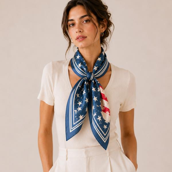 VINTAGE STAR PRINT SQUARE SCARF