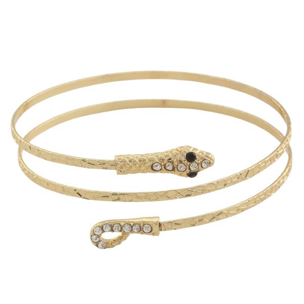 SDJ SPIRAL TEXTURED CRYSTAL ACCENT SNAKE ARM CUFF BRACELET