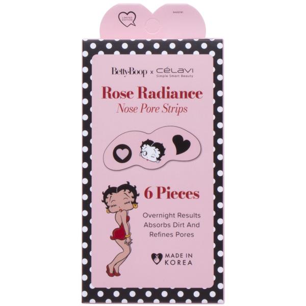 CELAVI X BETTY BOOP ROSE RADIANCE 6PC NOSE PORE STRIPS