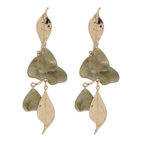 METAL LEAF DROP POST EARRING
