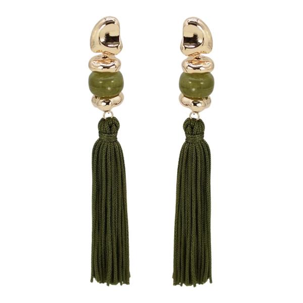 RESIN BEADED W/ TASSEL EARRING