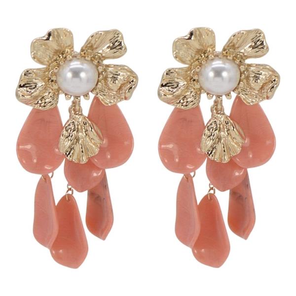METAL FLOWER DROP EARRING