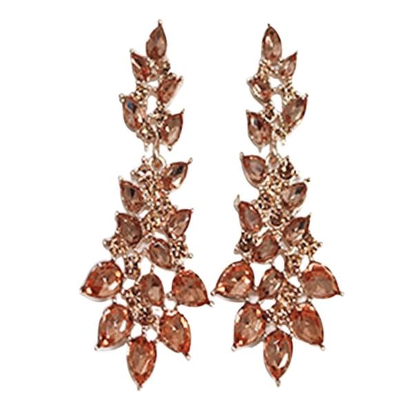 RHINESTONE LEAF CHANDELIER EARRING