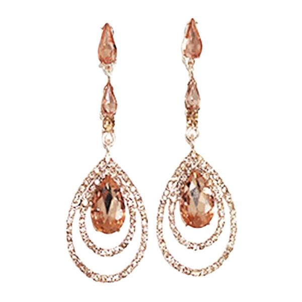 RHINESTONE MULTI OVAL TEARDROP DROP EARRING