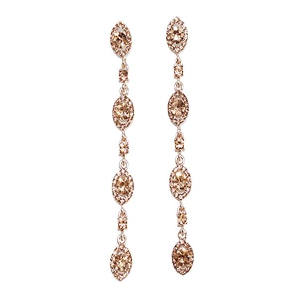 RHINESTONE OVAL LINEAR DANGLE EARRING