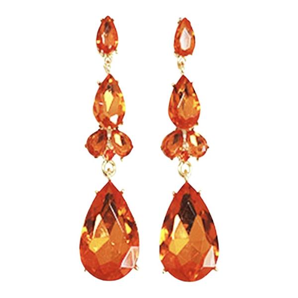 RHINESTONE TRIPLE TEARDROP DROP EARRING