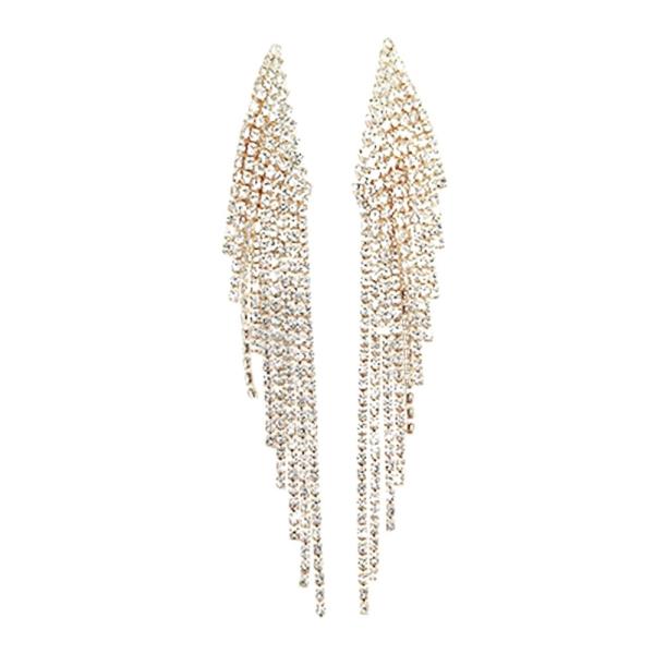 RHINESTONE FRINGE TASSEL DANGLE EARRING