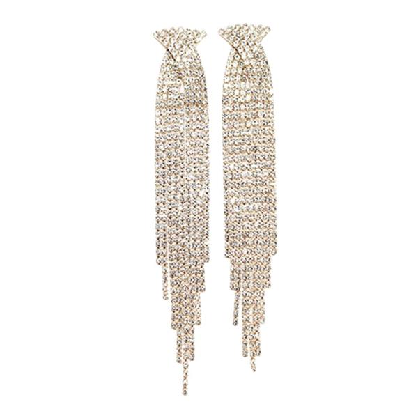 RHINESTONE WIDE FRINGE DANGLE EARRING